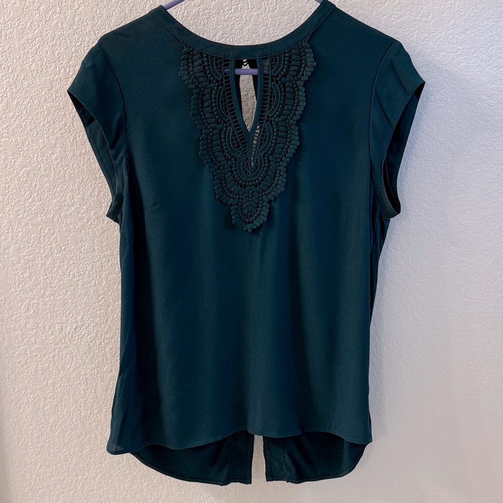 Daniel Rainn Emerald Lace Detail Blouse